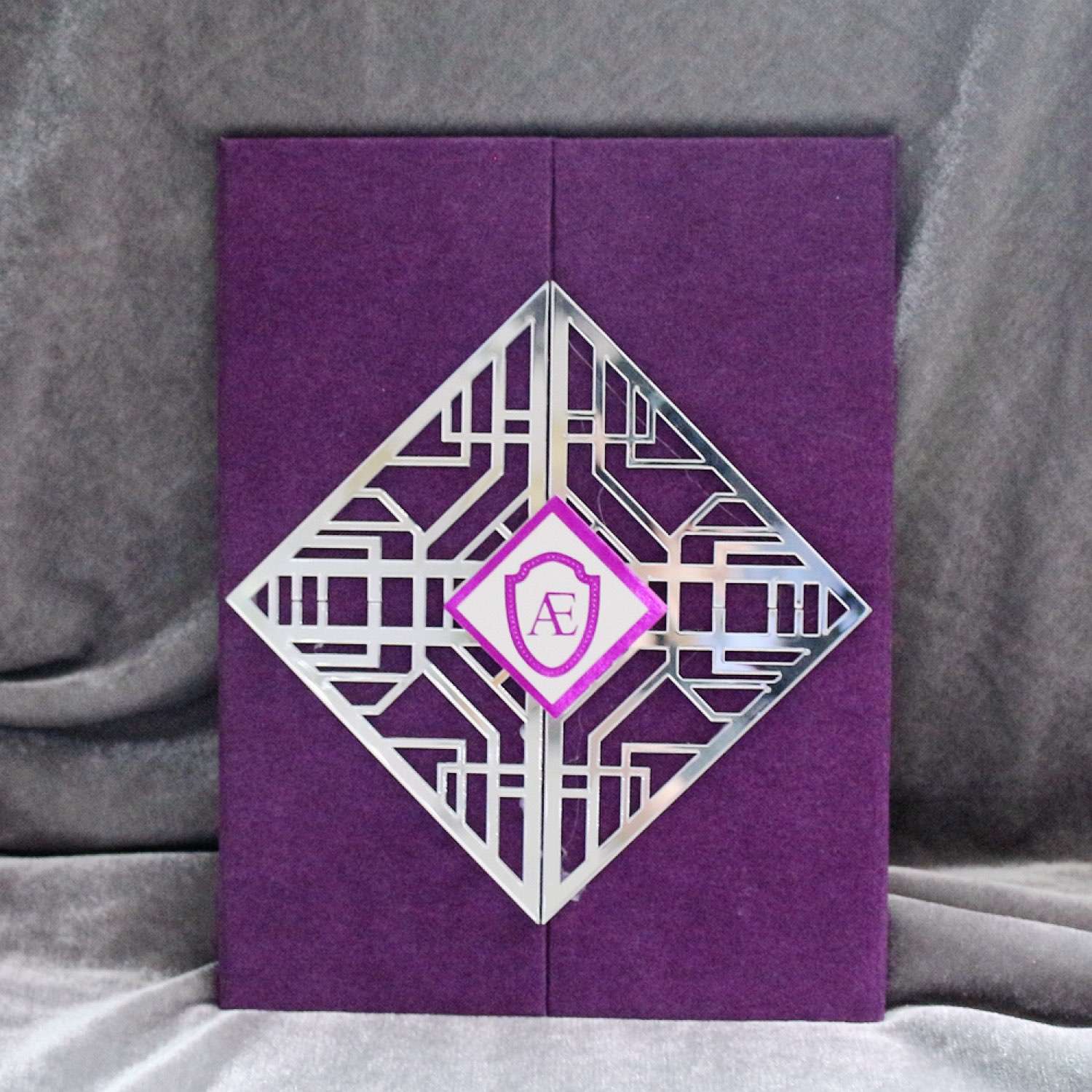 Purple Velvet Holder Invitation Card Wedding Invitation Card Personalized Custom